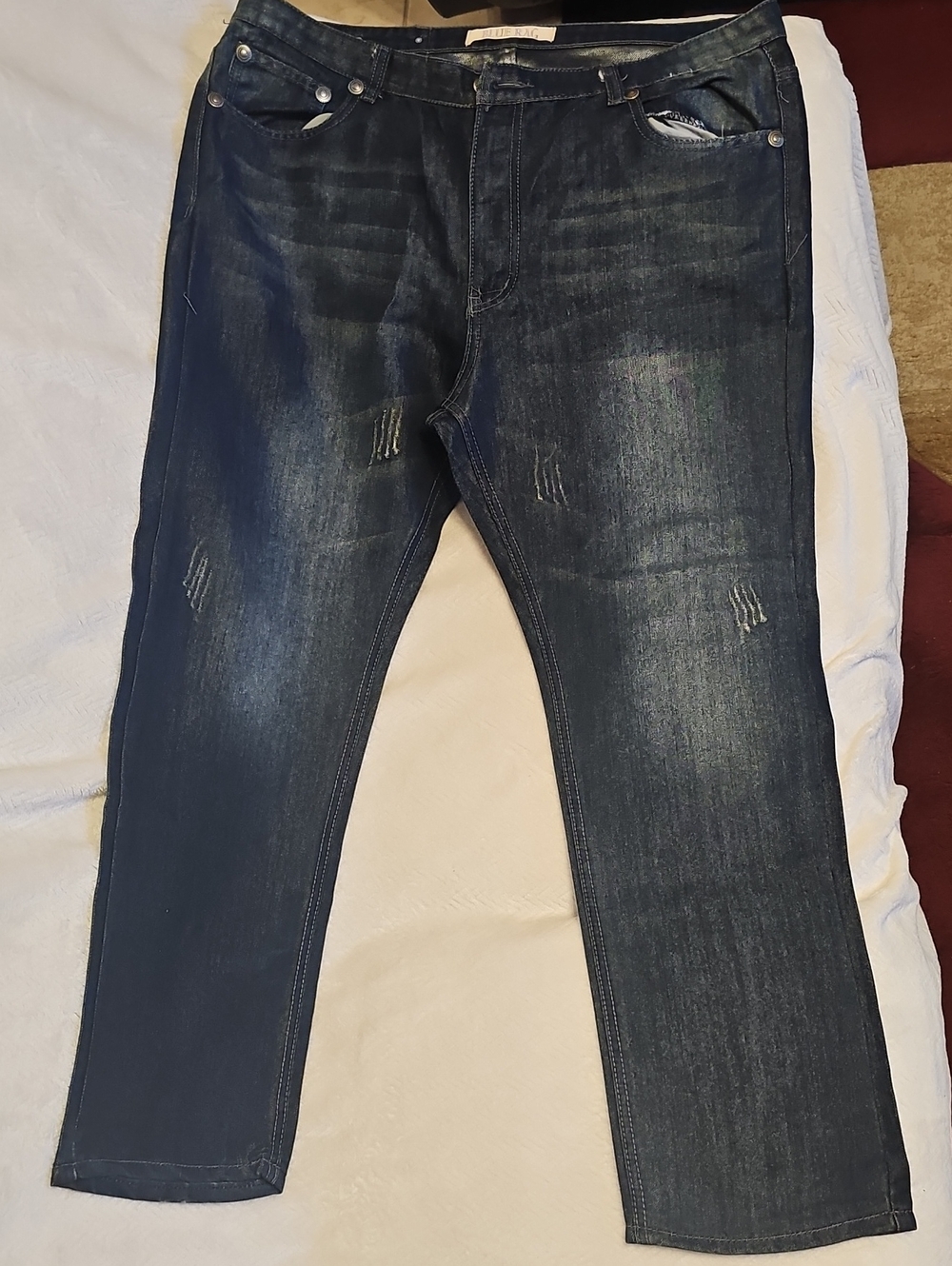 Relaxed Fit Men's Dark Blue Distressed Jeans